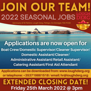 Lough Derg Seasonal jobs 2022
